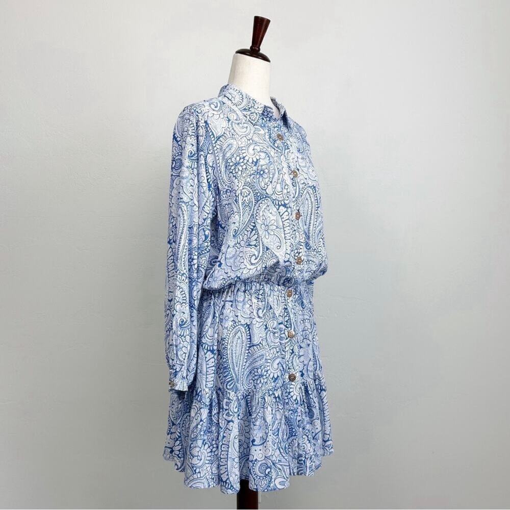 Melissa Odabash Gianna Azzuro Blue Paisley Shirtdress - Picture 4 of 10